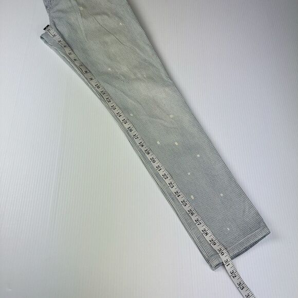 ANN TAYLOR LOFT Relaxed Skinny Bleach Distressed Pants 27/4 Blue White Stripe - Picture 12 of 12